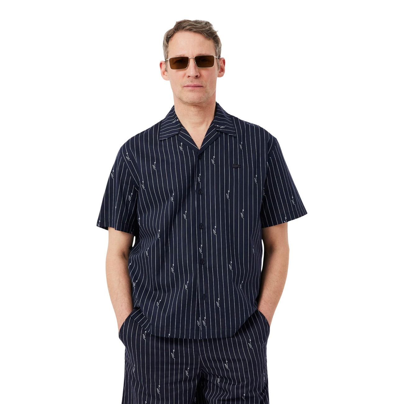 Chemise homme noire rayée Lacoste