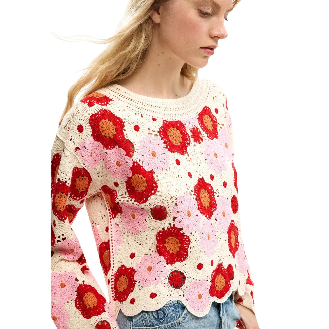Pull Desigual Femme Floral – Beige
