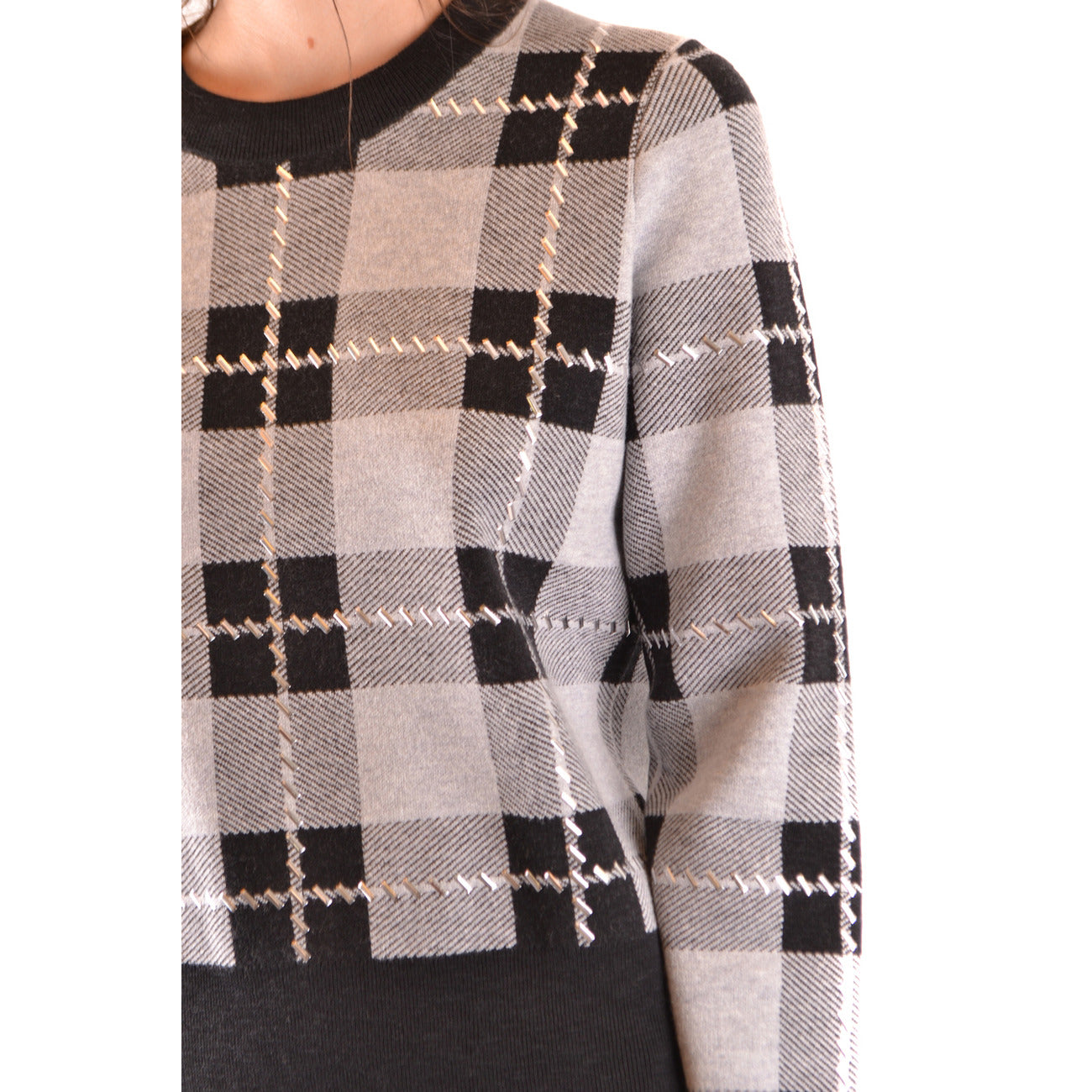 Pull femme Michael Kors à carreaux – Gris