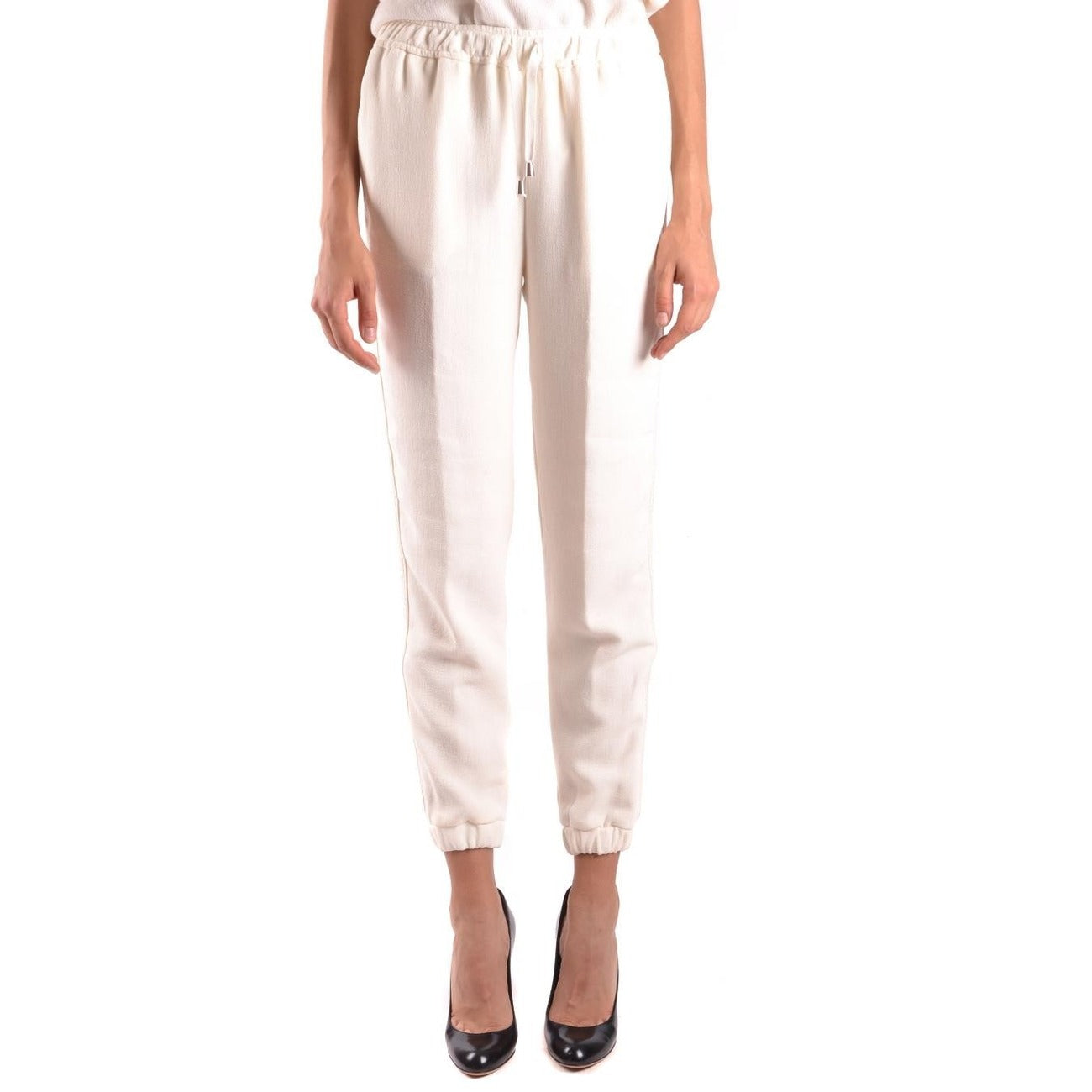 Pantalon femme blanc Ermanno en laine et viscose