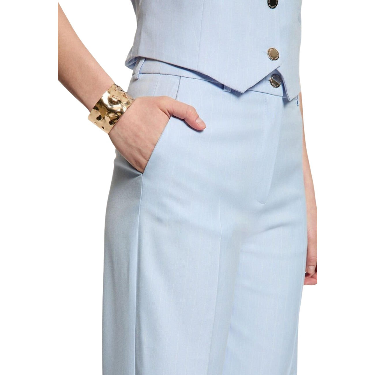 Pantalon Morgan Femme à Fines Rayures – Bleu Azur