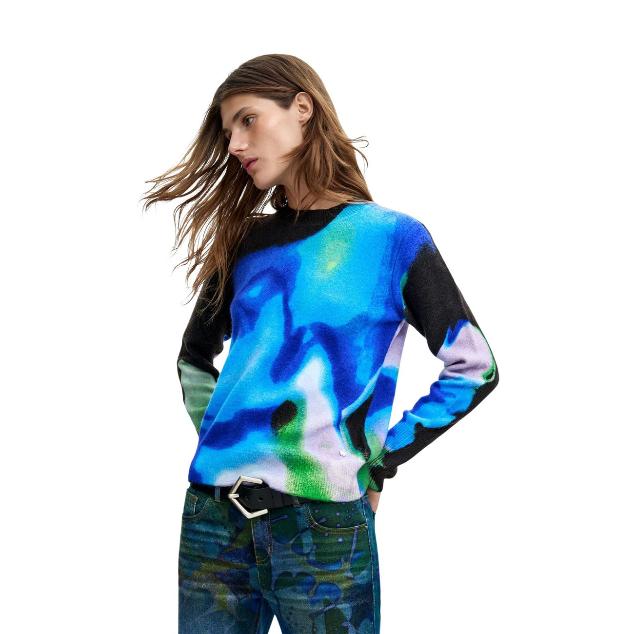 Pull imprimé femme Desigual – Bleu