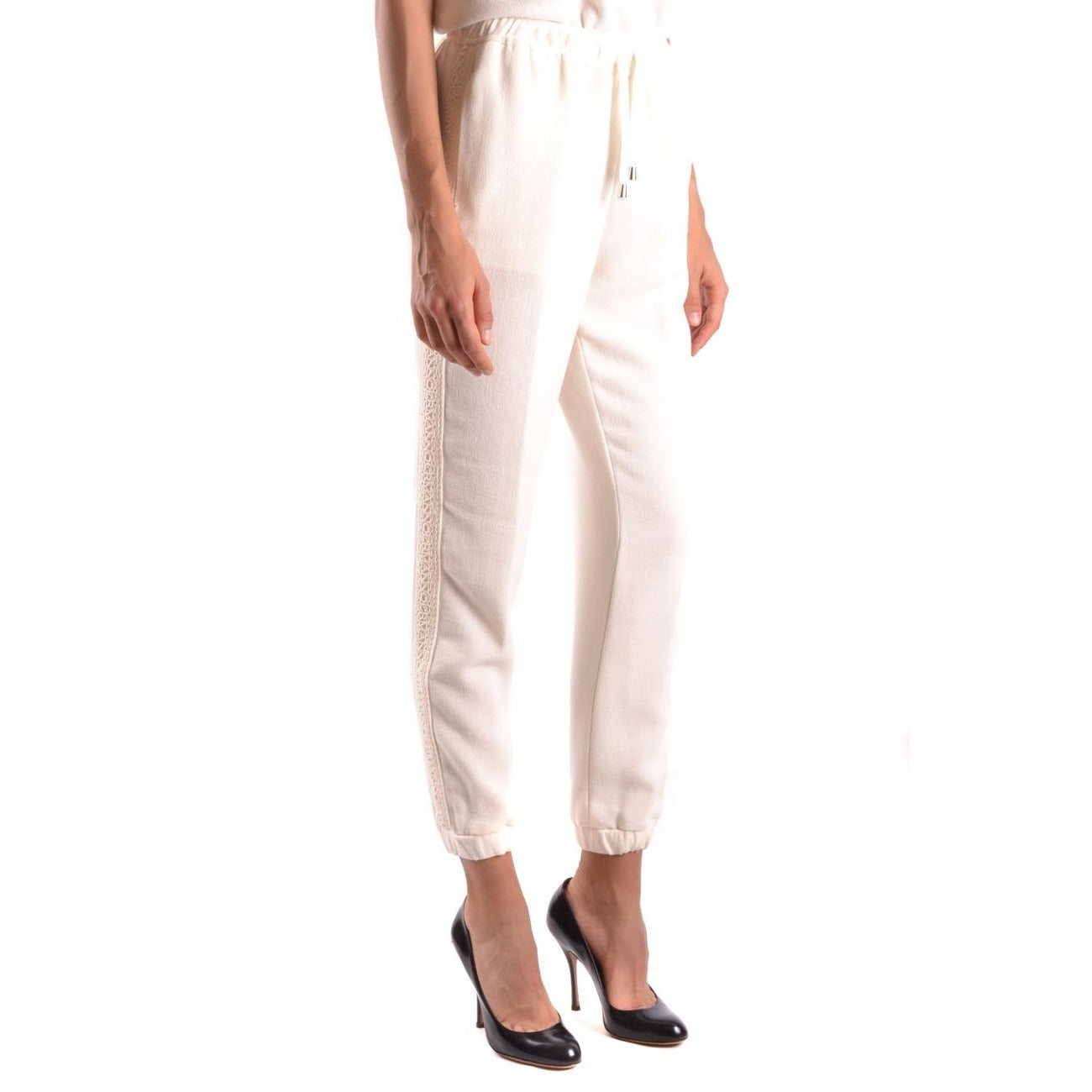 Pantalon femme blanc Ermanno en laine et viscose