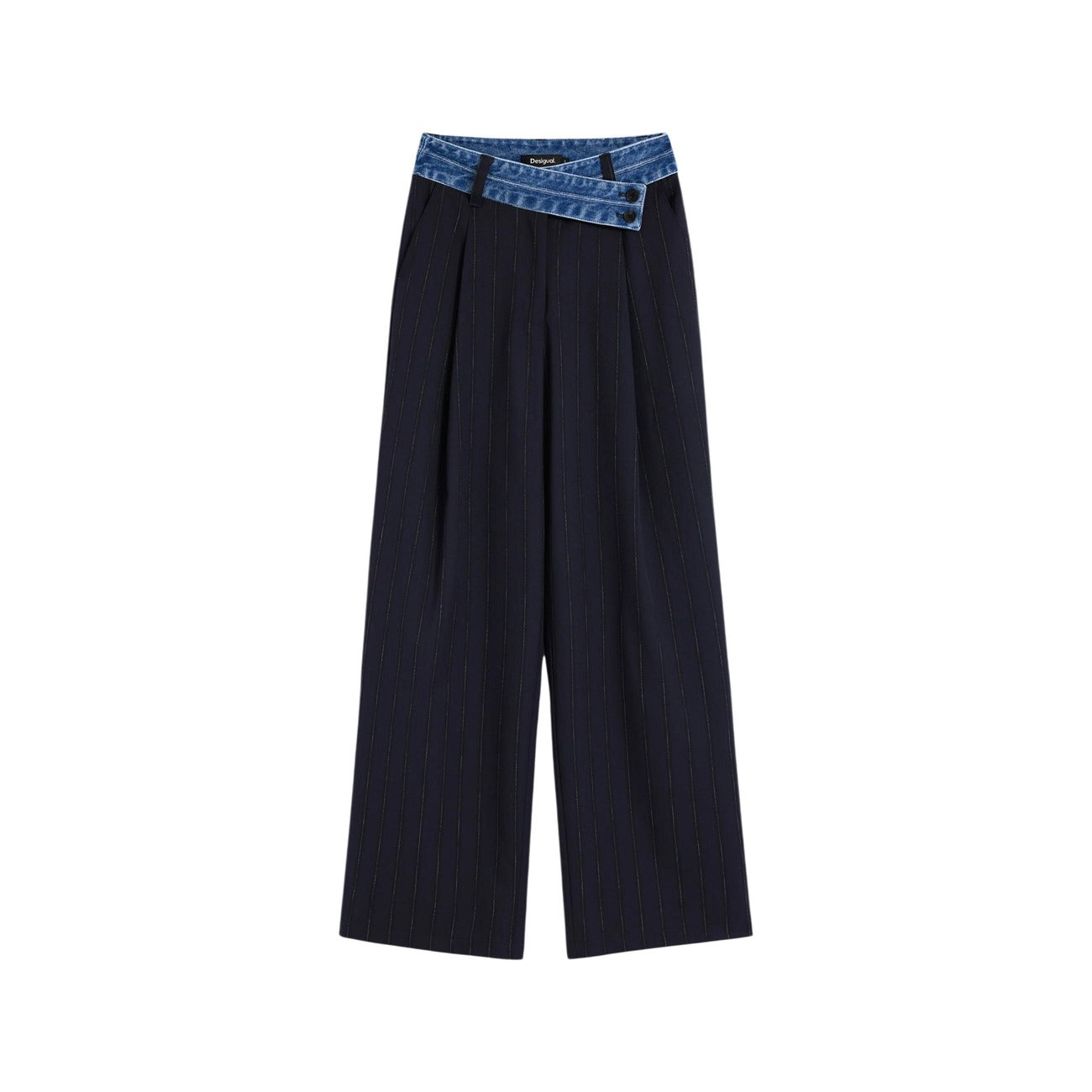 Pantalon Desigual Femme à Fines Rayures – Noir