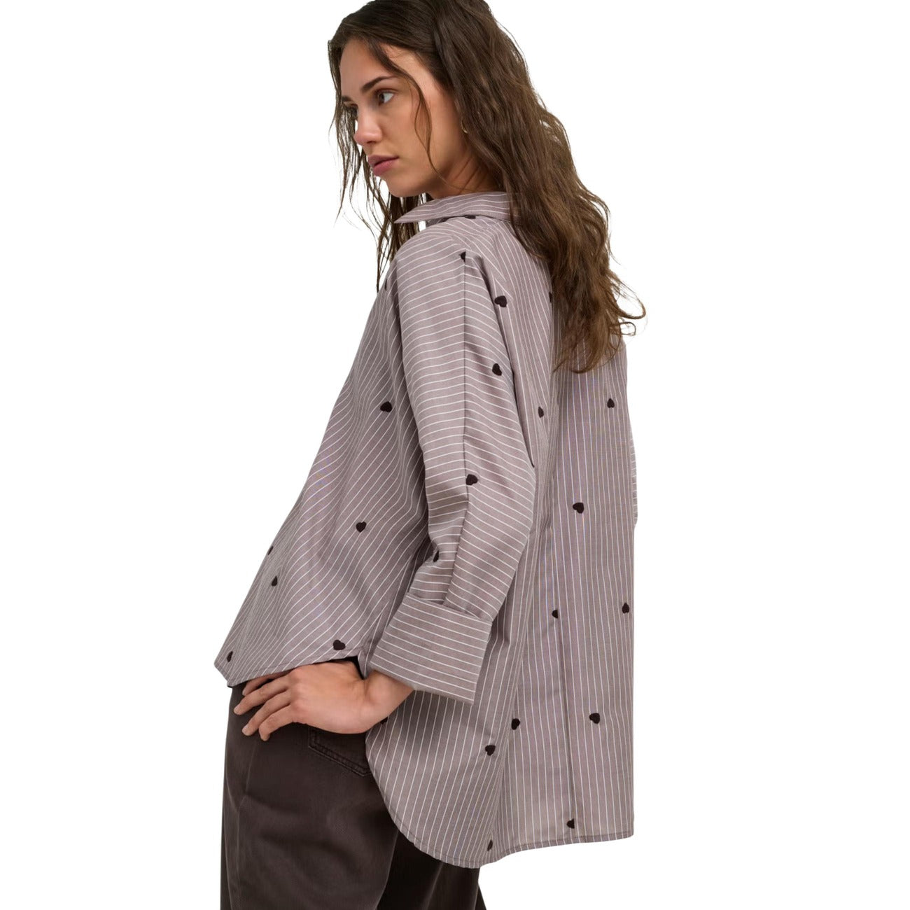 Chemise Only Femme Rayée – Marron