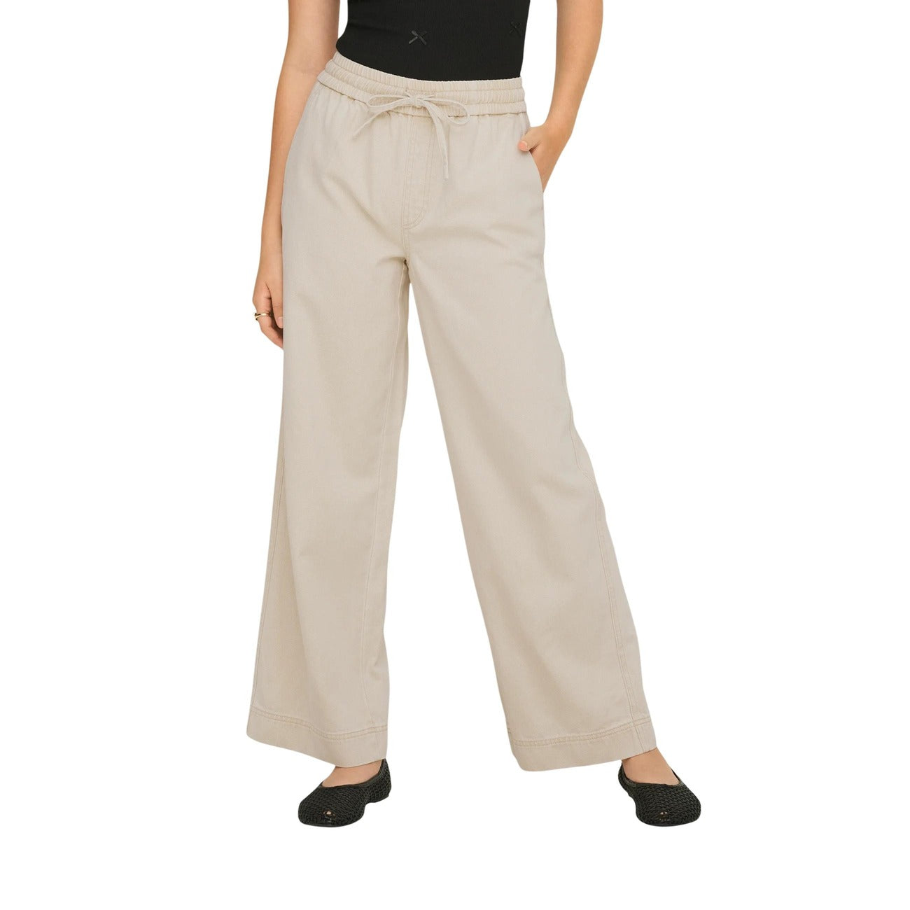 Women's Only cotton and lyocell trousers - Beige