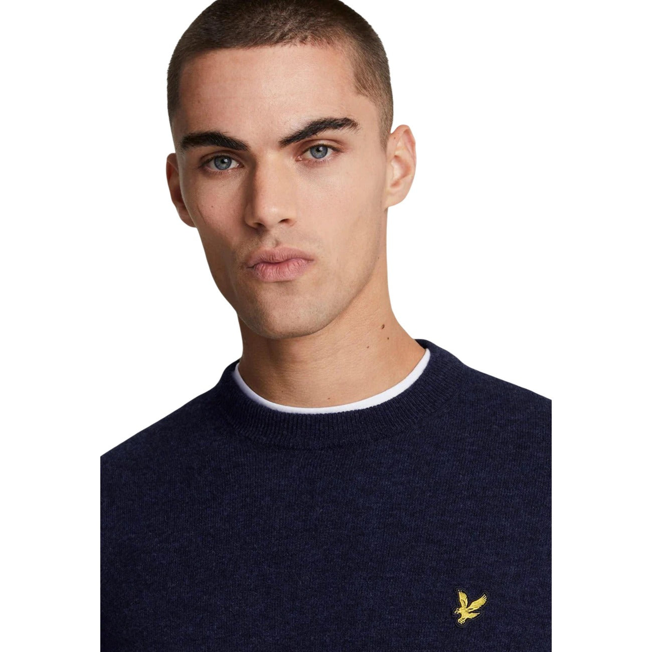 Pull Lyle & Scott Homme en Laine – Bleu/Noir