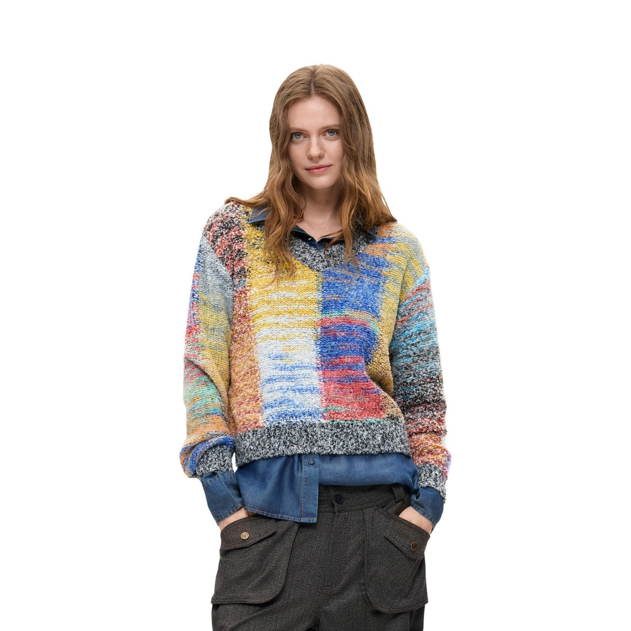 Pull femme Desigual avec laine – Rouge