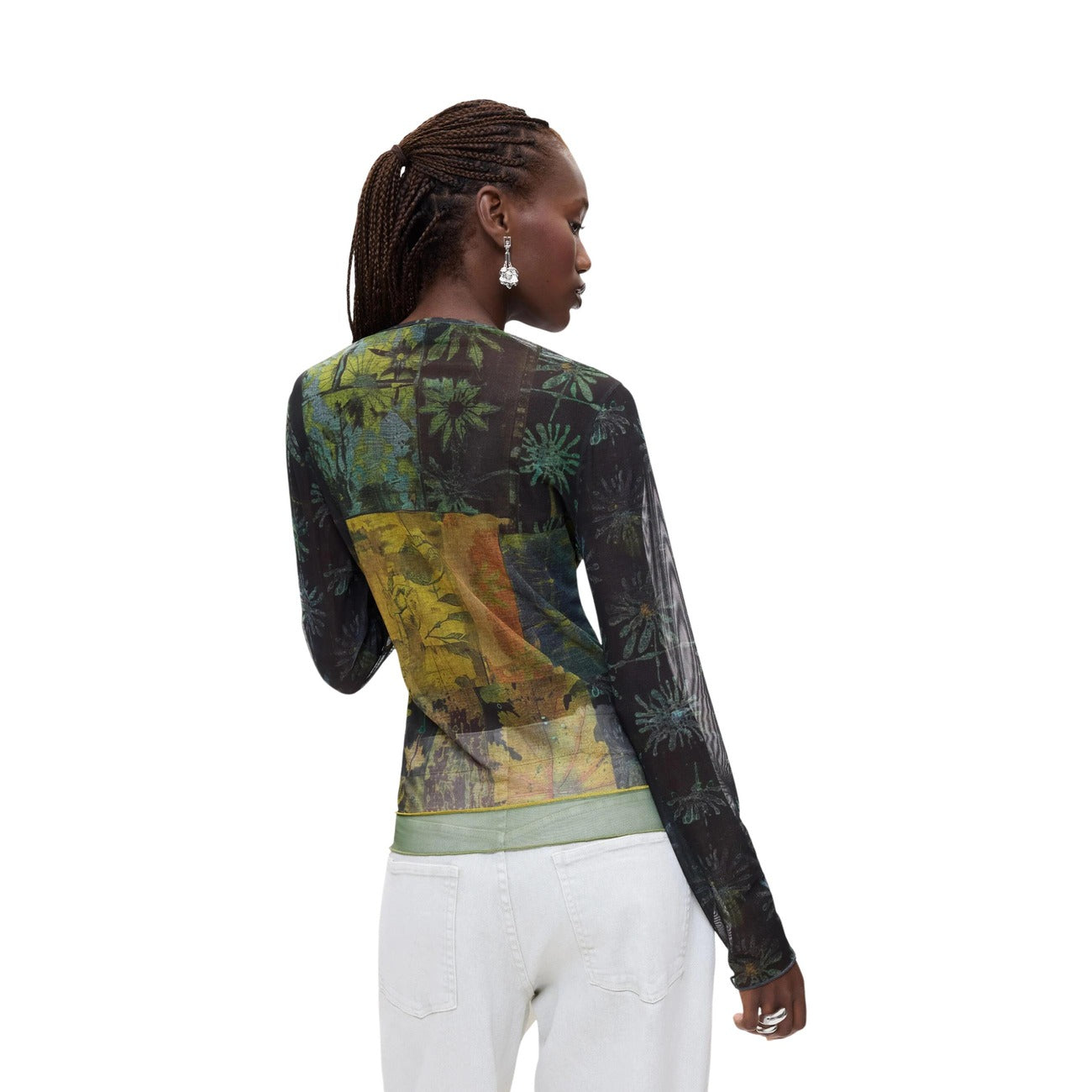 Women's Desigual floral long-sleeved T-shirt - Black