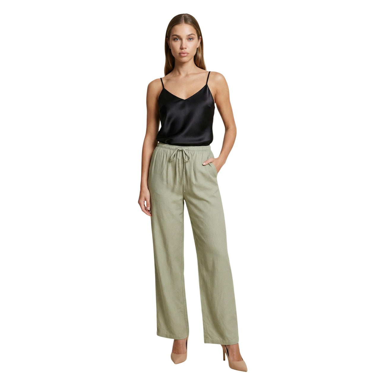 Pantalon femme Jacqueline De Yong en lin et viscose – Vert