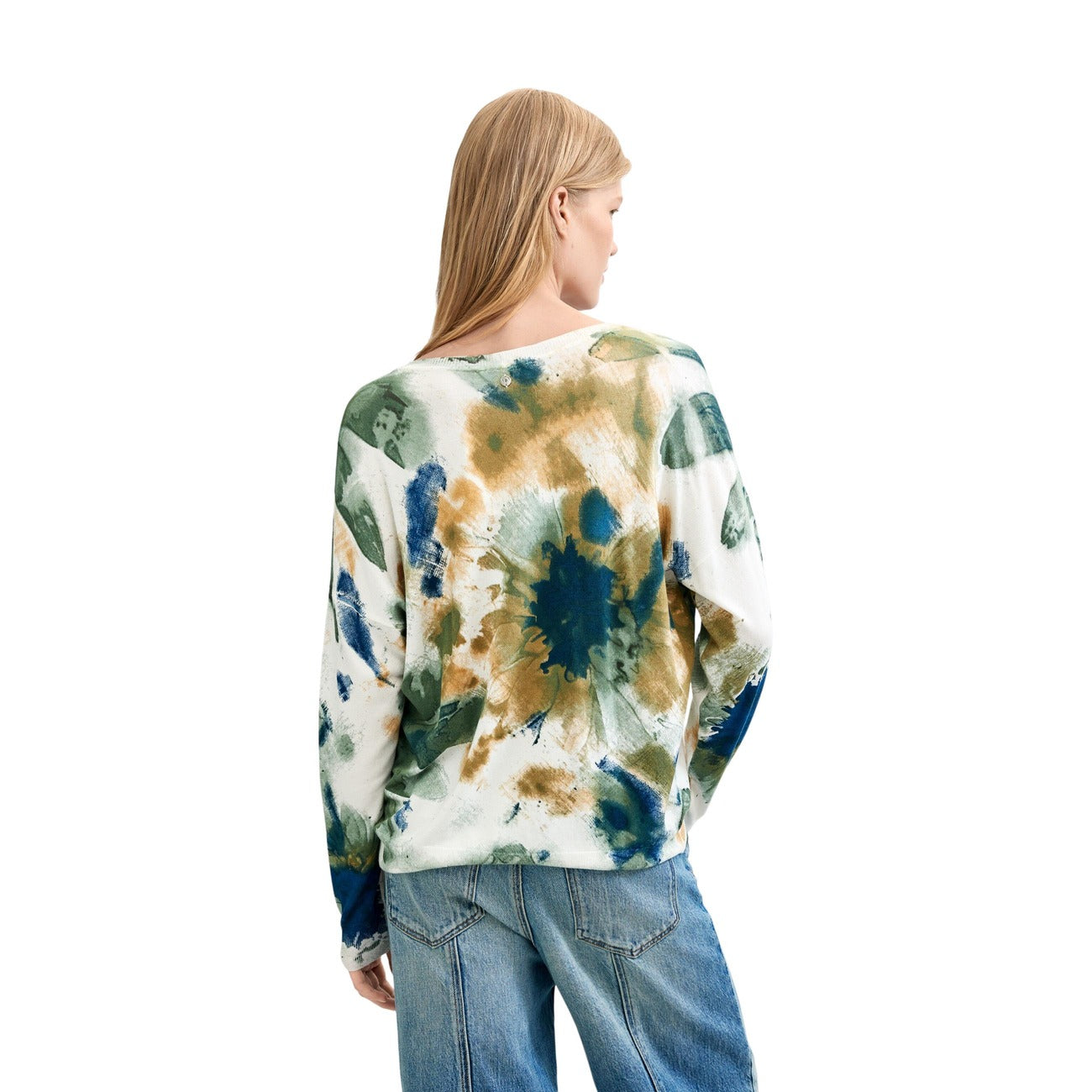 Pull femme Desigual floral en viscose – Blanc