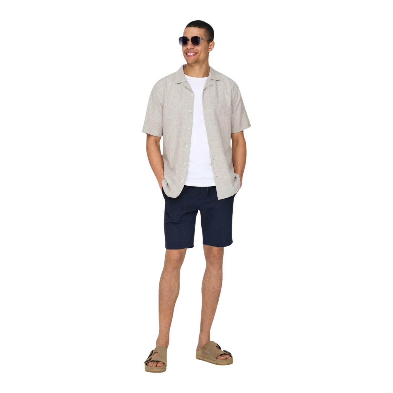 Chemise Only & Sons ONSCAIDEN Homme – Beige et Blanc